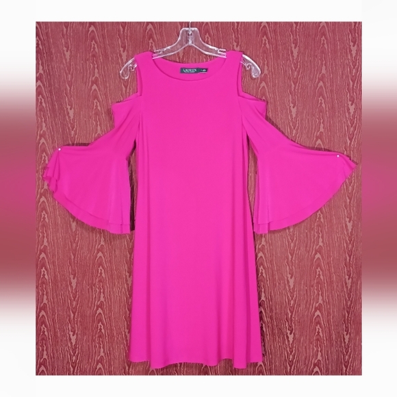 Lauren Ralph Lauren Dresses & Skirts - LAUREN RALPH LAUREN Dark Pink Cold-Shoulder Flare Sleeve Women's Size 2